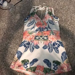 Flower Romper with adjustable neck tie